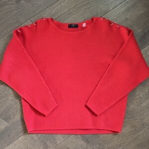 Tahari Red Long Sleeve Crew Neck Sweater Women’s Large